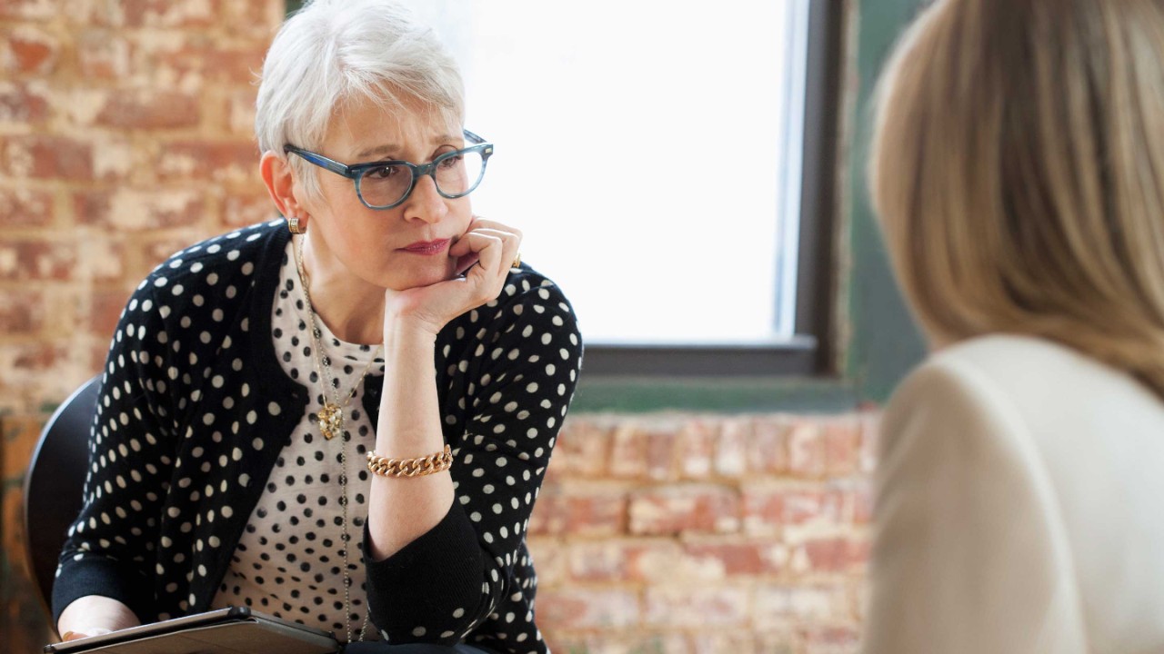 Woman giving mental health consultation