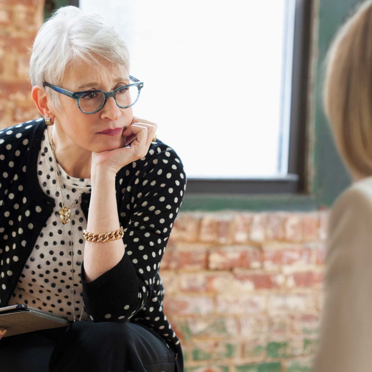 Woman giving mental health consultation