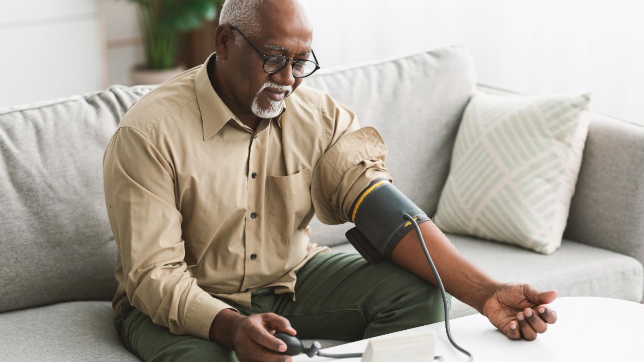 Senior African American Male Measuring Arterial Blood Pressure